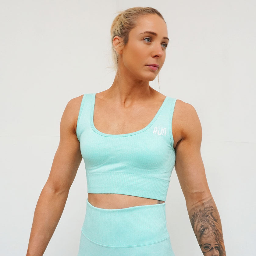 AON RIBBED SEAMLESS SPORTS BRA - PEPPERMINT